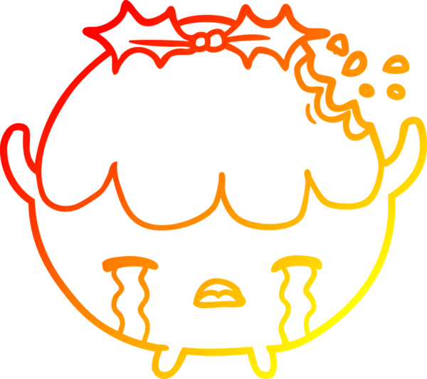 Bir insan tarafından çizilmiş sıcak bir Noel pudinginin çizimi.