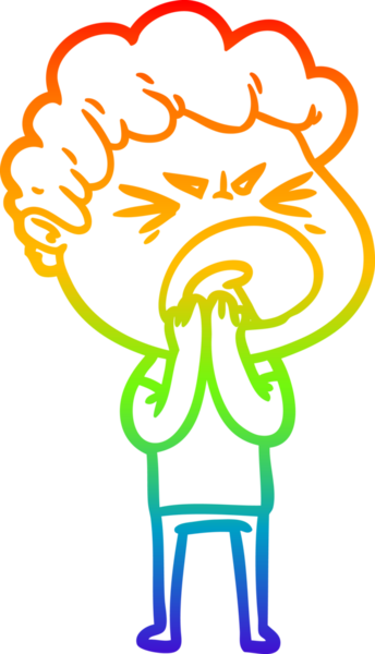 Bir insan tarafından çizilmiş öfkeli bir adamın çizdiği gökkuşağı gradyan çizgisi.