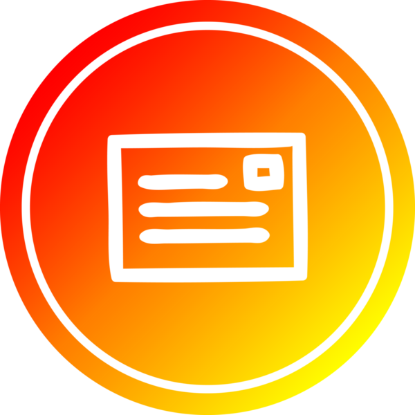 Bir insan tarafından çizilen sıcak gradyan bitiş ile zarf harfi dairesel simgesi