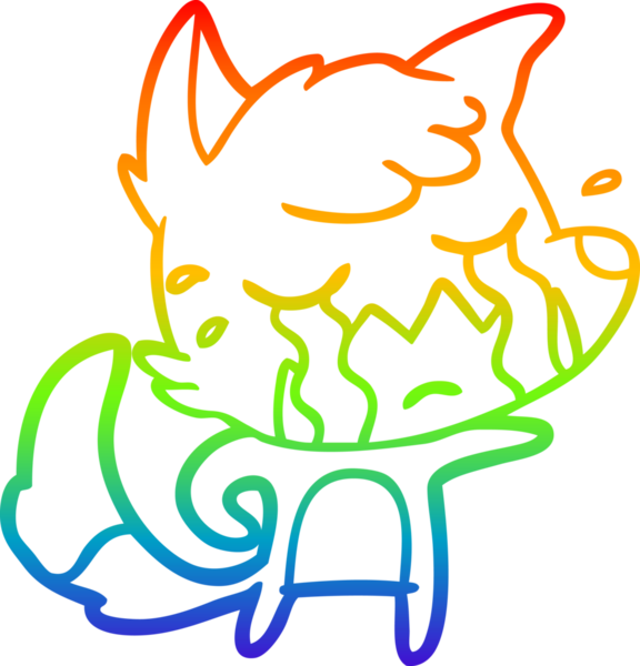 Bir insan tarafından çizilmiş ağlayan tilki çizgi filminin çizimi.