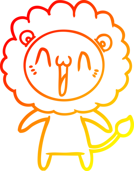 Bir insan tarafından çizilmiş mutlu çizgi film aslanının sıcak çizgi çizimi