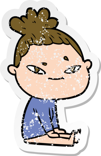 Bir insan tarafından çizilmiş karikatür bir kadının sıkıntılı çıkartması.