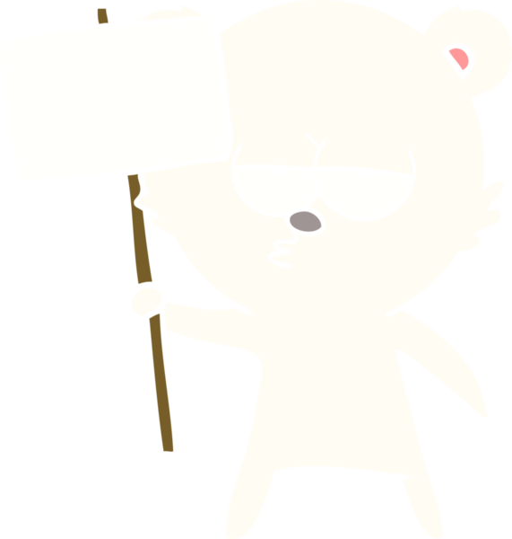 Sıkıcı kutup ayısı düz renkli çizgi film, bir insan tarafından çizilmiş.