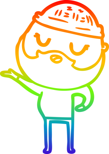 Bir insan tarafından çizilmiş sakallı bir karikatür çizimi.