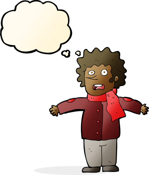 Bir insan tarafından çizilen düşünce baloncuğuyla adamı şaşırtan çizgi film.