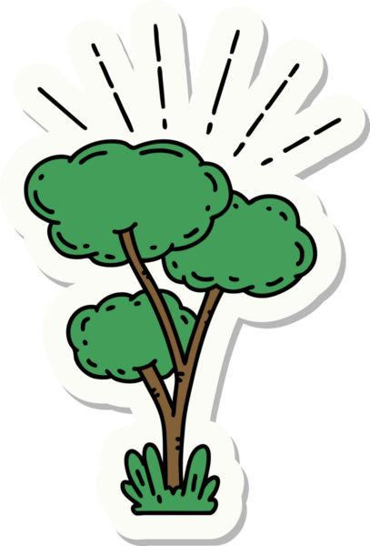 Bir insan tarafından çizilmiş dövme stili bir ağacın çıkartması.