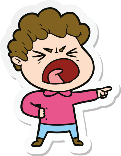 Bir insan tarafından çizilmiş öfkeli bir adamın karikatür çıkartması.