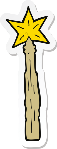 Bir insan tarafından çizilmiş sihirli değnek çıkartması.