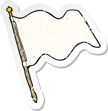 Bir insan tarafından çizilmiş beyaz bir bayrağın gerici gerilimli çıkartması