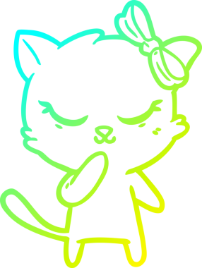 Bir insan tarafından çizilmiş bir çizgi film kedisinin soğuk gradyan çizimi