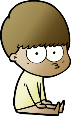 Bir insan tarafından çizilmiş tuhaf çizgi film çocuğu.