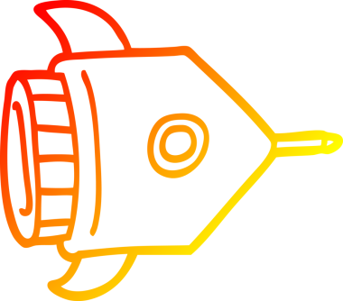 Bir insan tarafından çizilen çizgi film uzay gemisinin sıcak gradyan çizimi