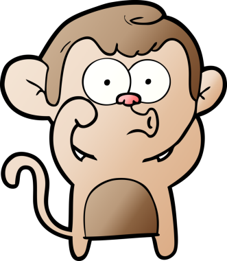 Bir insan tarafından çizilmiş korna çalan maymun.