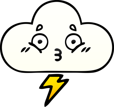 Bir insan tarafından çizilmiş gök gürültüsü bulutunun gölgelenmiş karikatürü