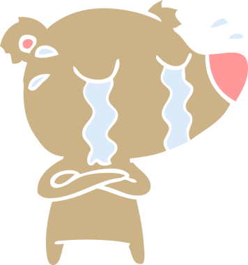 Bir insan tarafından çizilmiş düz renkli karikatür ağlayan ayı