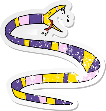 Bir insan tarafından çizilmiş zehirli bir yılanın karikatür yapıştırması.