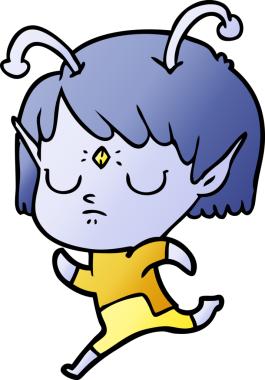 Bir insan tarafından çizilmiş uzaylı kız.