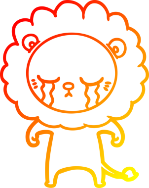 Bir insan tarafından çizilmiş, ağlayan bir aslanın sıcak çizgi çizgisi.