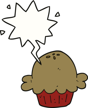 Bir insan tarafından çizilmiş konuşma balonlu çizgi film pastası.