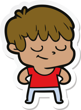 Bir insan tarafından çizilmiş mutlu bir çocuğun çıkartması.