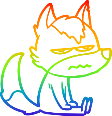 Gökkuşağı gradyan çizgi çizimi Bir insan tarafından çizilmiş rahatsız kurt