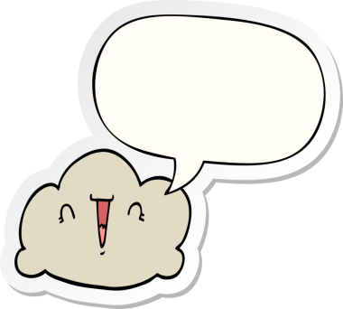 Bir insan tarafından çizilmiş balon çıkartmalı çizgi film bulutu.