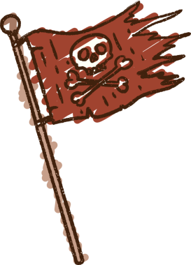 Bir insan tarafından çizilmiş Korsan Bayrağı Tebeşiri