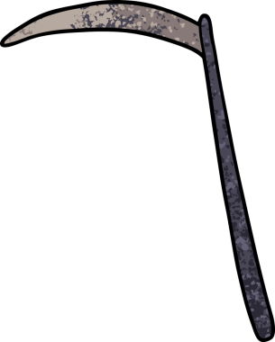 bir insan tarafından çizilmiş karikatür tırpanı