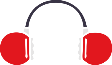 Bir insan tarafından çizilmiş eski bir kulaklığın düz renk retro karikatürü