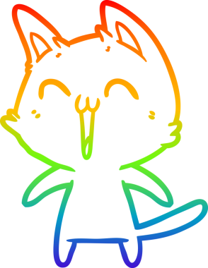 Bir insan tarafından miyavlanan mutlu bir çizgi film kedisinin çizimi.