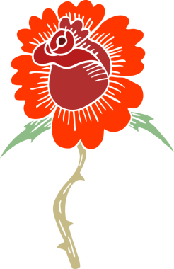 Bir insan tarafından çizilmiş karalama gül dövmesi sembolü