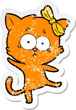 Bir insan tarafından çizilmiş karikatür bir kedinin sıkıntılı çıkartması.