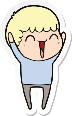 Bir insan tarafından çizilmiş mutlu bir adamın çıkartması.