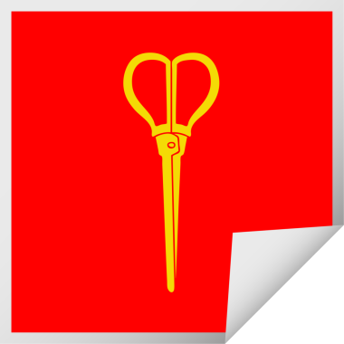 Bir insan tarafından çizilmiş kare soyulmuş garip karikatür makasları