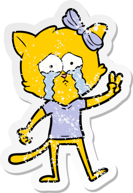 Bir insan tarafından çizilmiş karikatür bir kedinin sıkıntılı çıkartması.