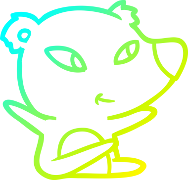 Bir insan tarafından çizilmiş şirin bir çizgi film ayısının soğuk gradyan çizgisi.