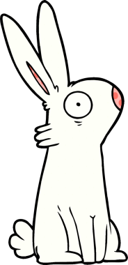 Çizgi film bir insan tarafından çizilmiş ürkmüş tavşan.