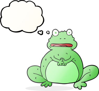 Bir insan tarafından çizilmiş serbest çizim baloncuklu kurbağa.