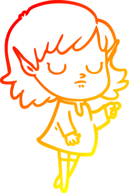 Bir insan tarafından çizilmiş çizgi film karakteri bir elf kızı çizimi