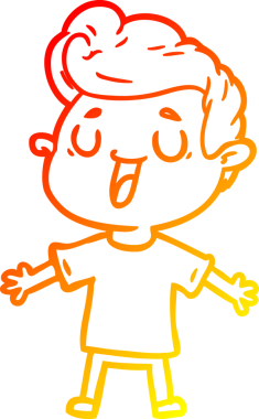 Bir insan tarafından çizilmiş mutlu bir çizgi film karakteri çizimi.