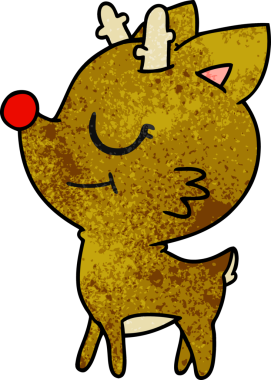 Bir insan tarafından çizilmiş el yapımı kırmızı burunlu ren geyiği çizimi.