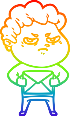 Bir insan tarafından çizilmiş kızgın bir adamın çizdiği gökkuşağı gradyanı çizimi