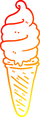 Bir insan tarafından çizilmiş çizgi film dondurmasının sıcak çizgi çizimi