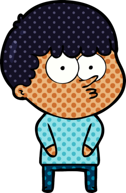 Bir insan tarafından çizilmiş meraklı bir çocuk.