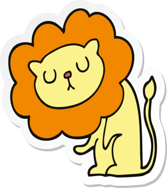 Bir insan tarafından çizilmiş şirin bir aslanın çıkartması.