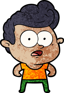 Bir insan tarafından çizilmiş çizgi film bakışlı adam.