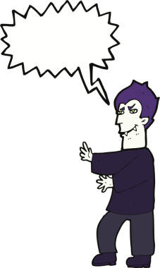 Bir insan tarafından çizilmiş, konuşma balonu olan bir vampir.