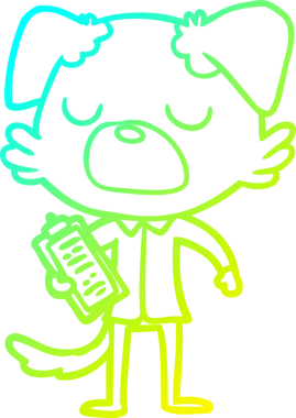 Bir insan tarafından çizilmiş bir çizgi film köpek müdürünün soğuk gradyan çizimi