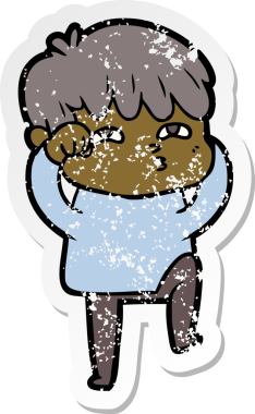 Bir insan tarafından çizilmiş garip bir adamın sıkıntılı çıkartması.