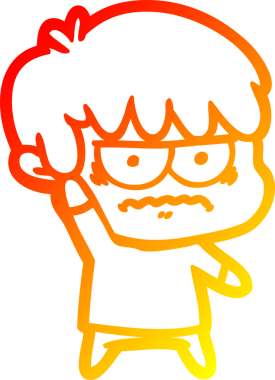 Bir insan tarafından çizilmiş kızgın çizgi film çocuğunun sıcak çizgi çizimi.